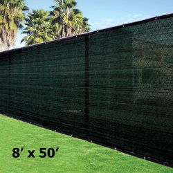 FENCE SCREEN 8’x50' Privacy Screen with ZIP TIES - GREEN 