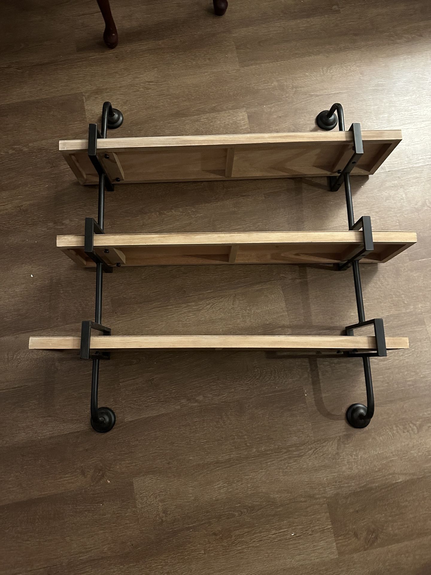 Black with Brown Wood Shelves Wood Rectangular Tiered shelf