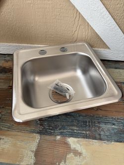 Dayton D115162 Single Bowl Drop-in Stainless Steel 2 Faucet Holes Bar Sink, 15 x 15 with 3.5" Drain Hole