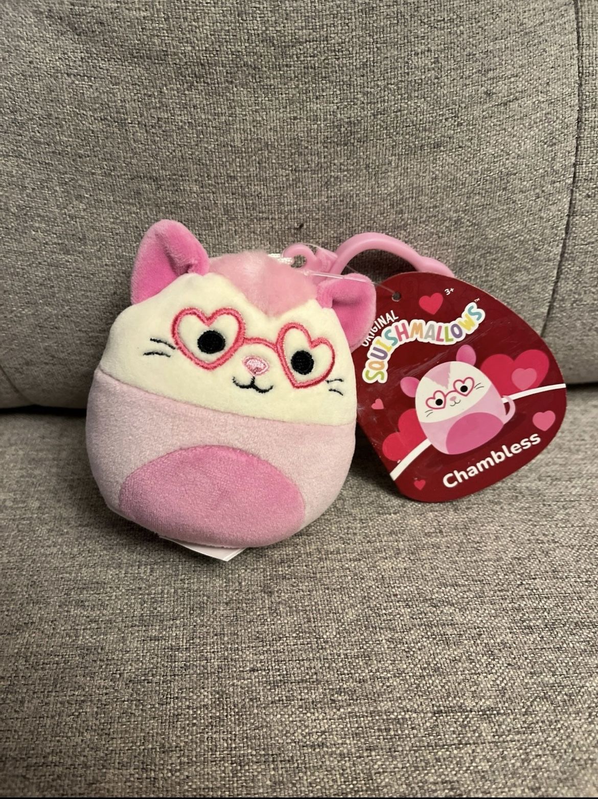 Collectible Squishmallows 3.5" Chambless the Possum Valentines Clip-On Plush