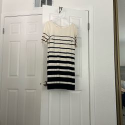 Banana Republic Black And White Striped Dress