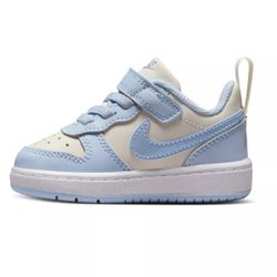 Nike Court Borough Low Recraft BTV Baby Toddler Shoes, Size 6/6C Children Kids Athletic Sneakers, Soft Pearl/Celestine Blue/Purple for Girls Boys, NEW