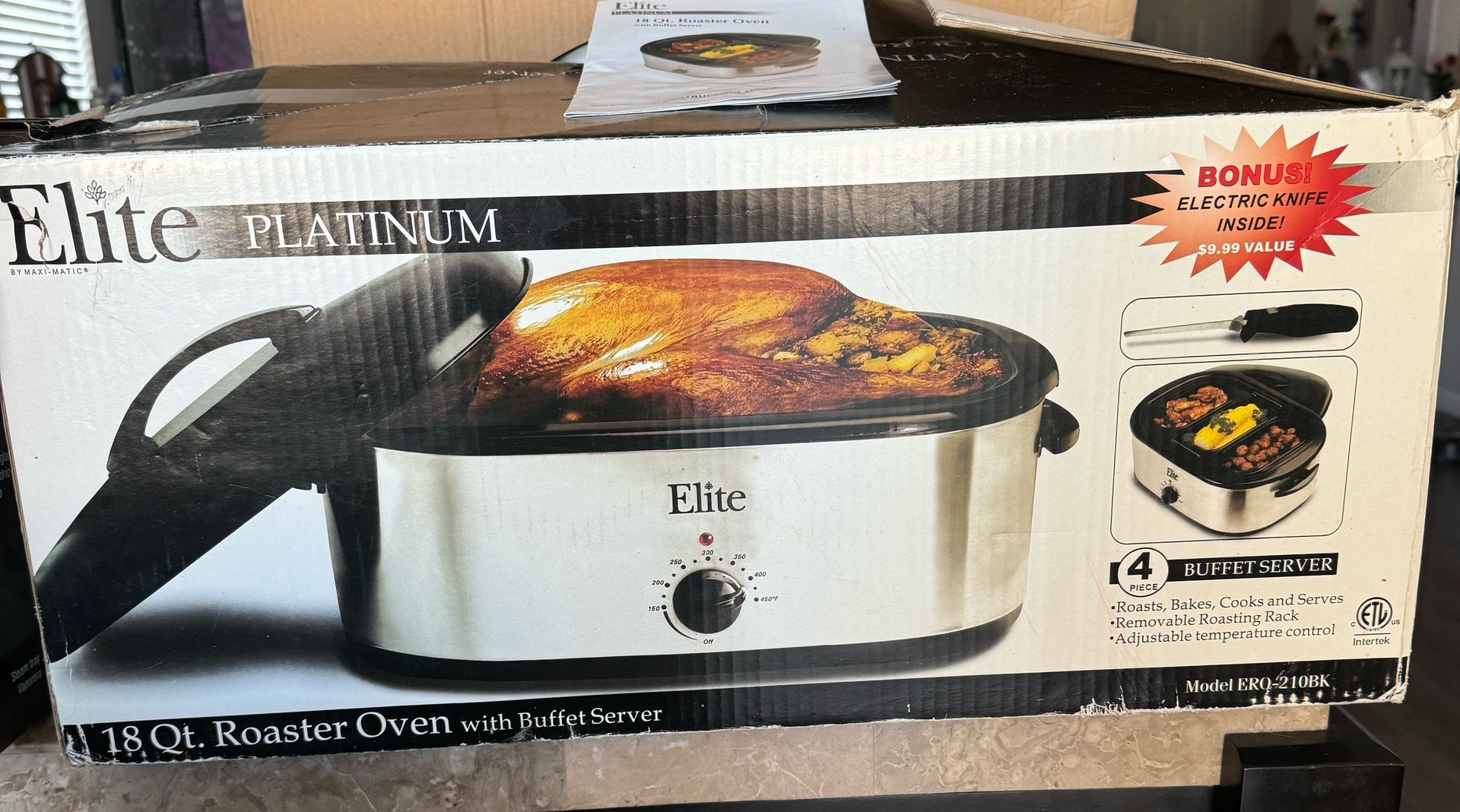 Elite Platinum 18-Qt Stainless Steel Roaster Oven with Buffet Server