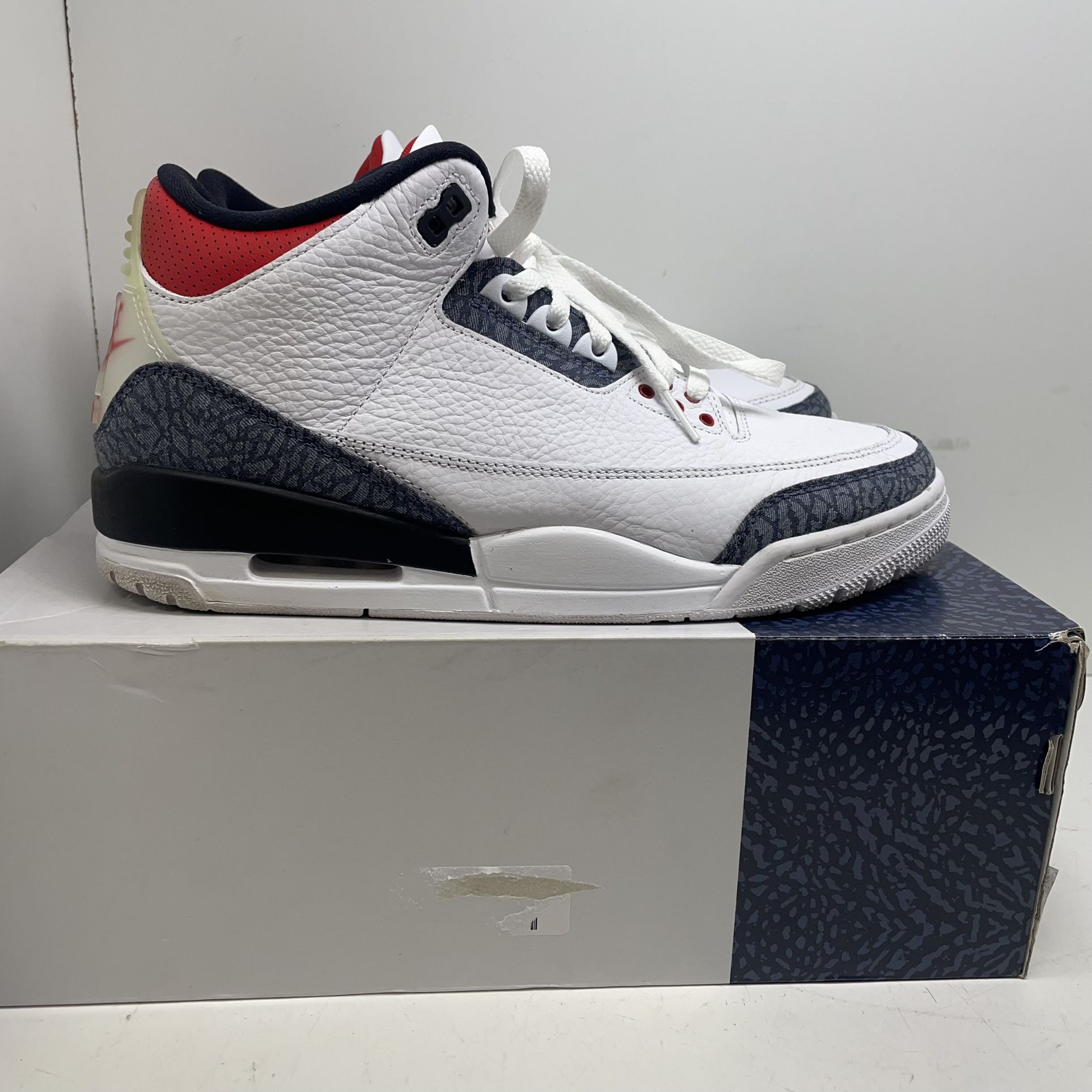 Jordan Retro 3 Fire Red Denim Shoes 203501