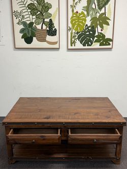Rustic Wood Coffee Table with Drawers