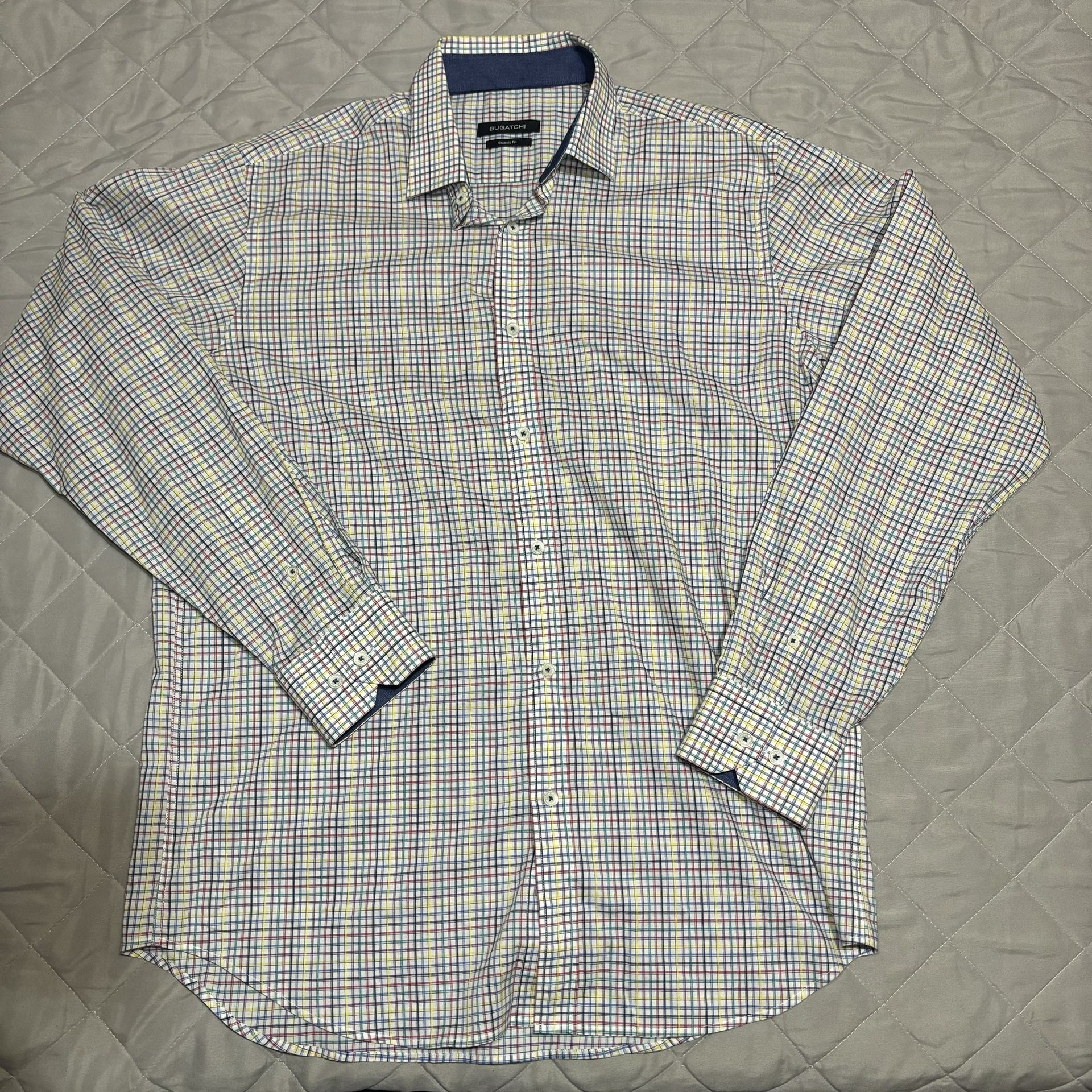 Bugatchi Classic fit colorful plaid button up NWOT