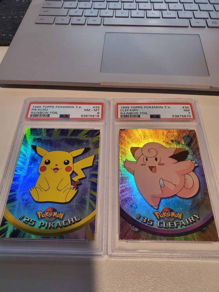 Graded Topps Pokemon Pikachu And Clefairy Rainbow Foils
