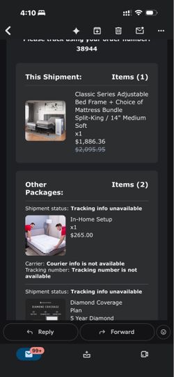 Sven and son split king mattress and bed frame with remotes