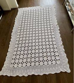 Handmade White Crochet Throw Blanket 50/86 Inches