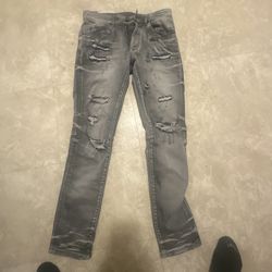 Smoke Rise Grey Distressed Jeans Size 30