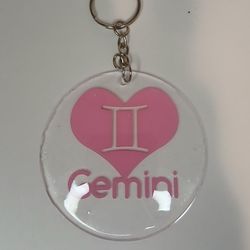 Pink heart handmade zodiac keychain 3 in