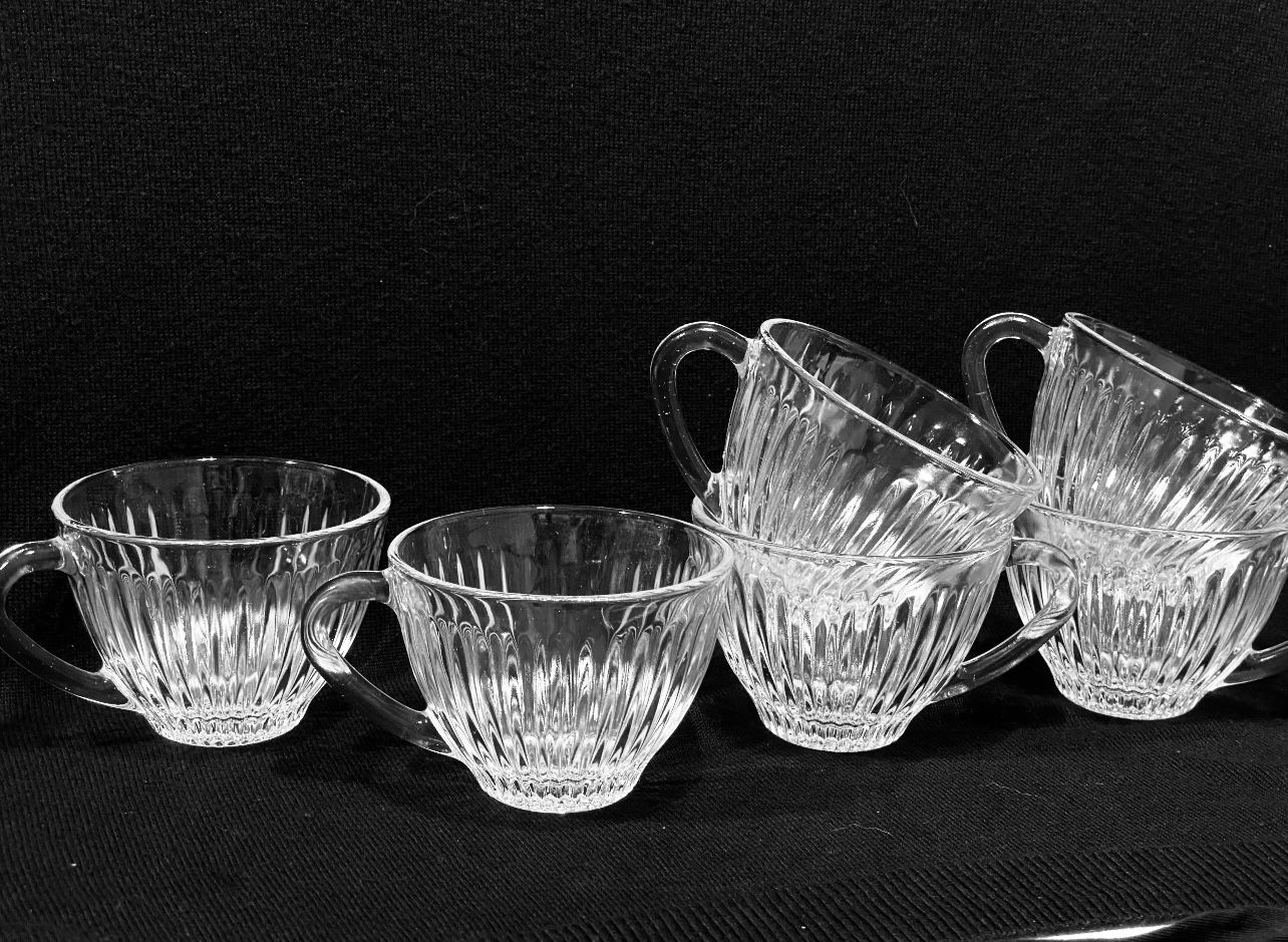 Vintage Royal Crest by GIBSON Punch Bowl Clear Coffee Cups Set of 6