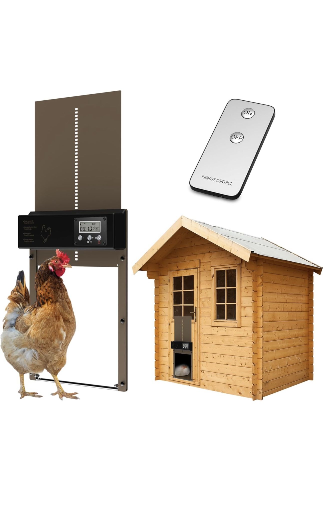 Automatic Chicken Coop Door, Chicken Door Opener with Timer, LCD Screen, Evening and Morning Delay, Aluminum Chicken Coop Door for Poultry, New Upgrad
