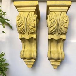 Antique Large Wooden Corbels-Yellow Color