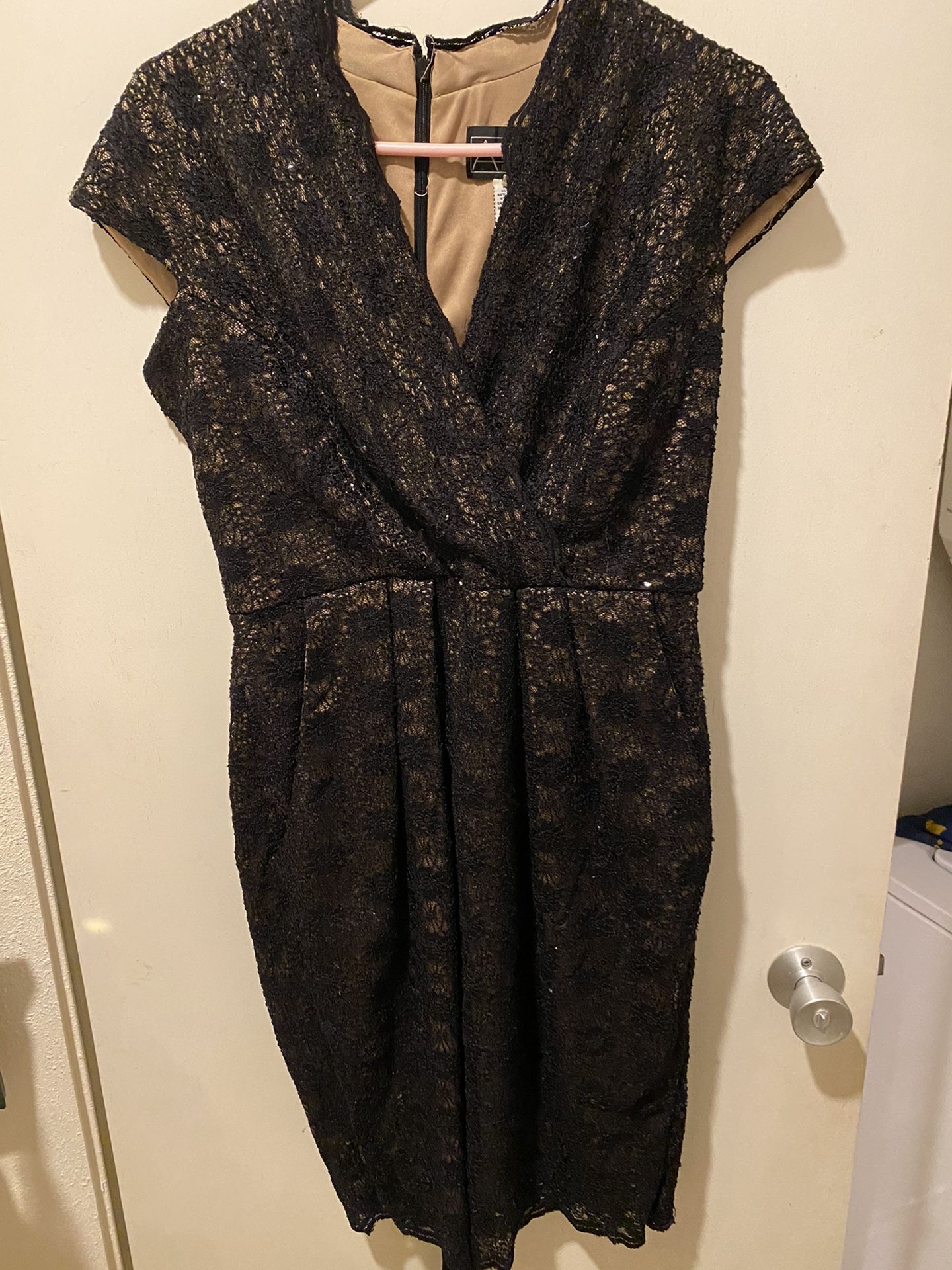 Sparkly Black Evening Dress With Bow
