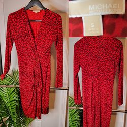 Michael Kors Red Printed Dress Size Small