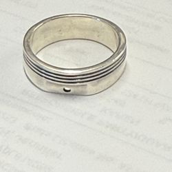 Men’s Sterling Silver Engine Piston Ring Wedding Band Size 12