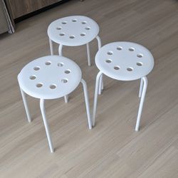 Ikea Marius Steel, Epoxy Powder Coating Stool (White), Set of 3