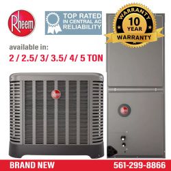 Rheem SEER2 Electric System Condensing Unit & Air Handler & Heater Kit
