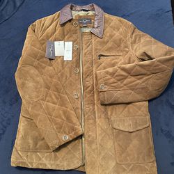 Men’s Large Leather Suede $585 Retail Brown Jacket Coat