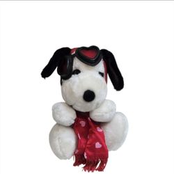 Vintage Snoopy Flying Ace Heart Shaped Glasses Goggles Plush 1966 Teleflora 7"