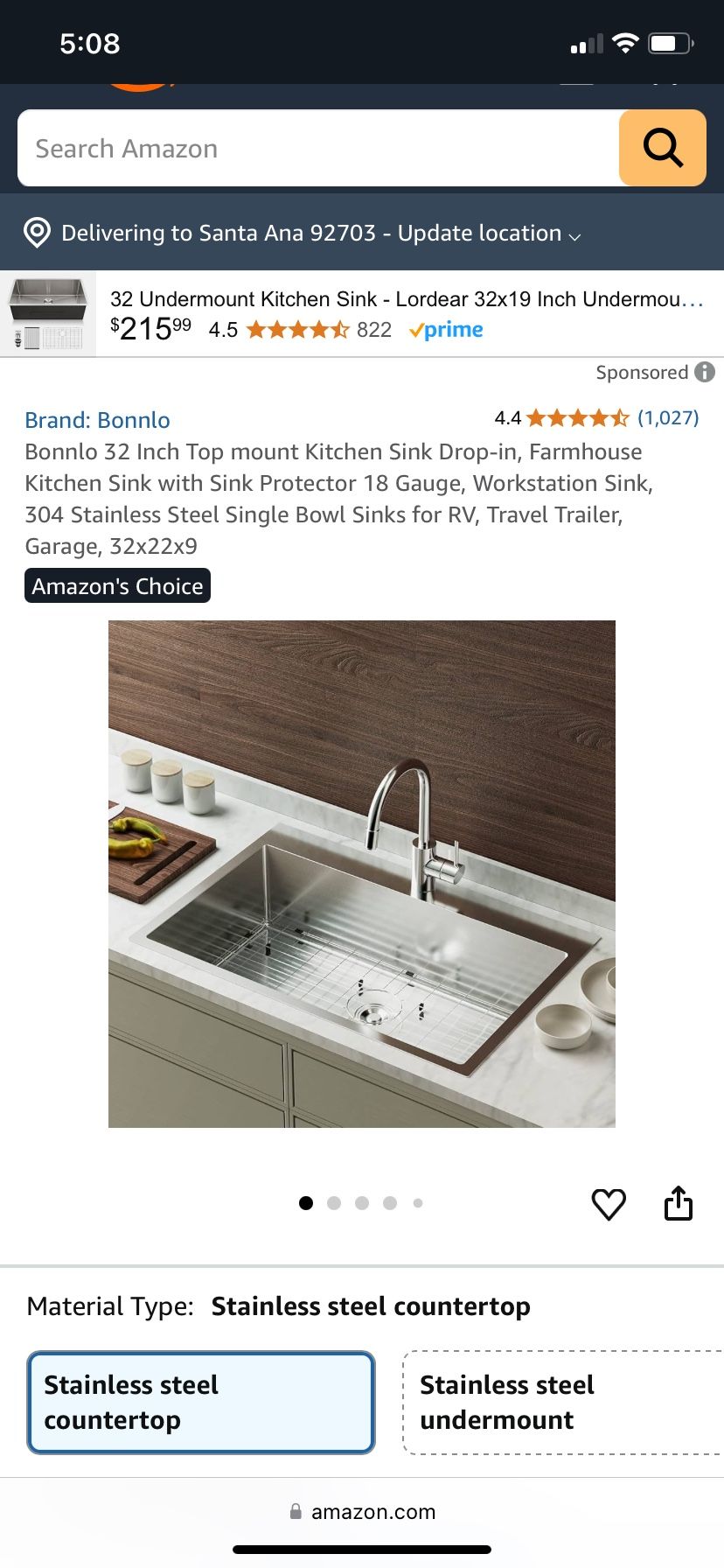 32 Inch Top mount Kitchen Sink Drop-in, Farmhouse Kitchen Sink with Sink Protector 18 Gauge, Workstation Sink, 304 Stainless Steel Single Bowl