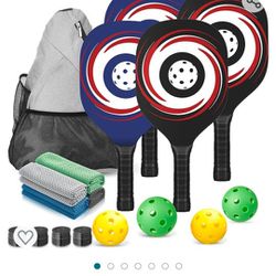 New Pickleball Paddles Set of 2/4, USAPA Approved  Backpack, Pickleball Balls, Cooling Towels, Grip Tapes