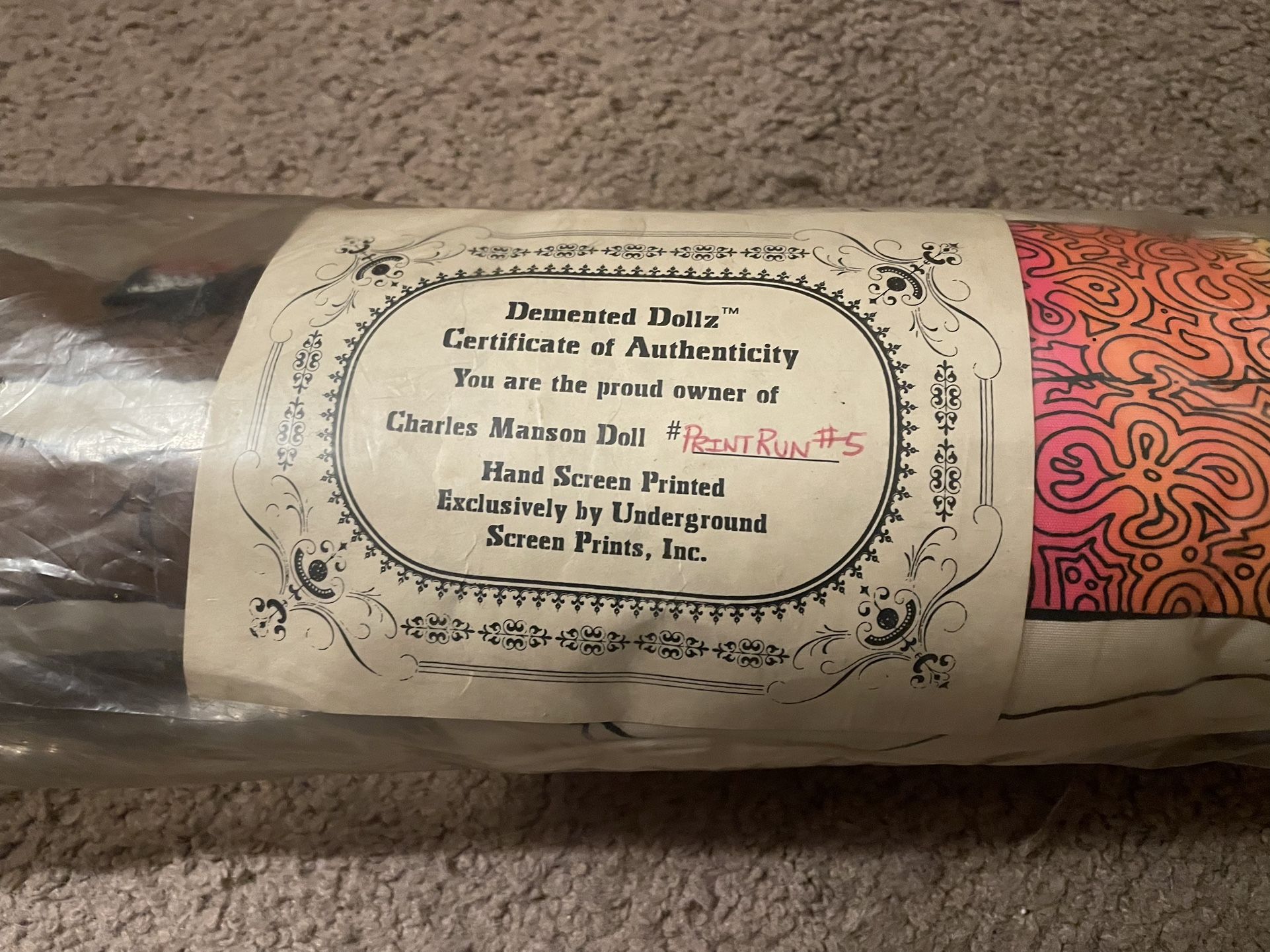 RARE VINTAGE Charles Manson Demented Dollz w/ Certificate of Authenticity (by Andrew Gore)