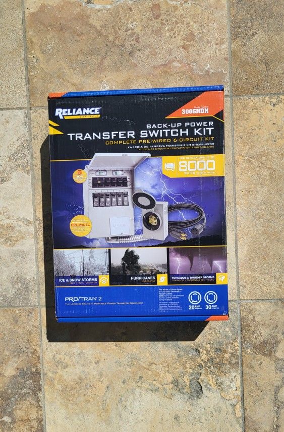 Reliance controls 30 Amp 250-Volt 7500-Watt Non-Fuse 6-Circuit Transfer Switch Kit