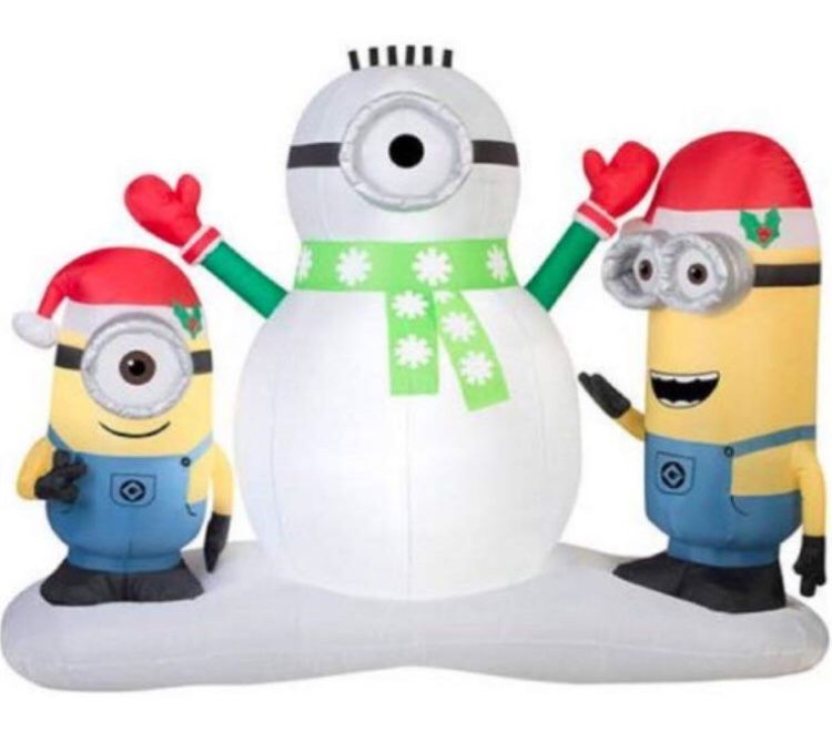 Christmas inflatable blowup despicable me minions snowman