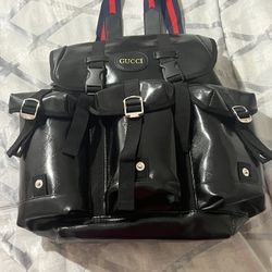 Authentic Lether Black Gucci GG Monogram Utility Backpack