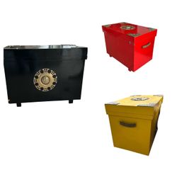 3 Asian Storage Trunks Lacquered Yellow Black Red