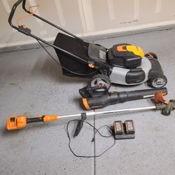 WORX LAWN MOWER , EDGER TRIMMER AND BLOWER 