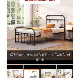 Closadin Metal Bed Frame Twin Steel Black
In box