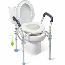 OasisSpace Stand Alone Raised Toilet Seat 300lbs - Medical Raised Commode Toilet