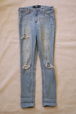 Hollister High-Rise Skinny Jean Legging Jegging Size 5 W27 Light Wash Distressed