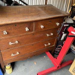 Antique Oak Dresser With Mirror