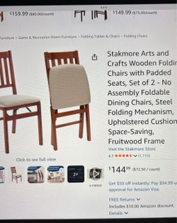 Stakmore Wooden Folding Chairs with Padded Seats, ONE ONLY