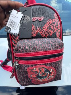 Ed Hardy Screaming Tiger ZA Sling Red Monogram Xbody  Skull Travel Bag