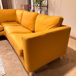Mustard Yellow L-Shaped Sectional Couch for sale