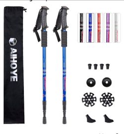 Hiking Trekking Poles, 2 Pack Walking Hiking, Collapsible, Lightweight, Filtered Water Bottle