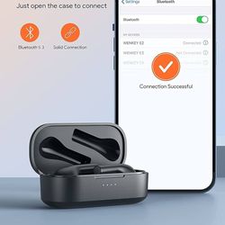 True Wireless Earbuds Noise Cancelling with 4 Microphones, WENKEY Bluetooth 5.3 Headphones for iPhone, Android, IPX6 Waterproof, 50H Playtime, TWS Blu