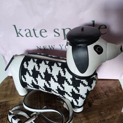 New Kate Spade Doggie Houndstooth Purse 