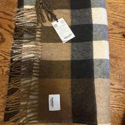Burberry Double sided Birch Brown Cashmere Scarf 