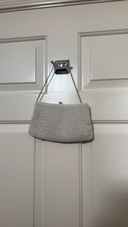 Vintage white hand beaded evening bag - Adg