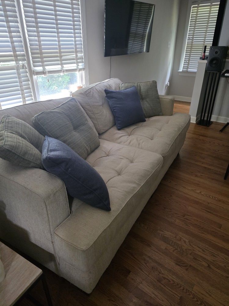 Tan Fabric Sofa 87x43x36 Tall,V Extra Deep