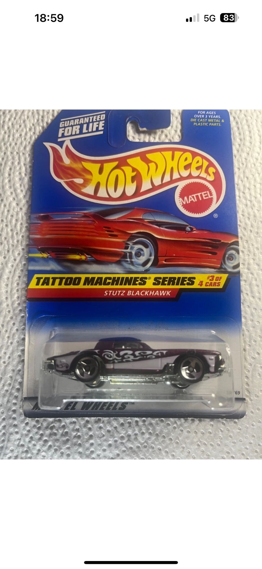 1998 Hot Wheels Tattoo Machines Stutz Blackhawk #3 of 4 New