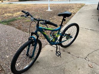 Mongoose Mountain Bike Full Suspension 26in Blue Green V-Brake