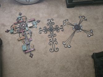 Decorative Rustic Metal Wall Crosses (Set or Individual)
