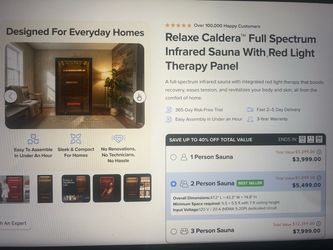 Sauna 2 person new in boxes Relaxe Caldera full spectrum infrared.